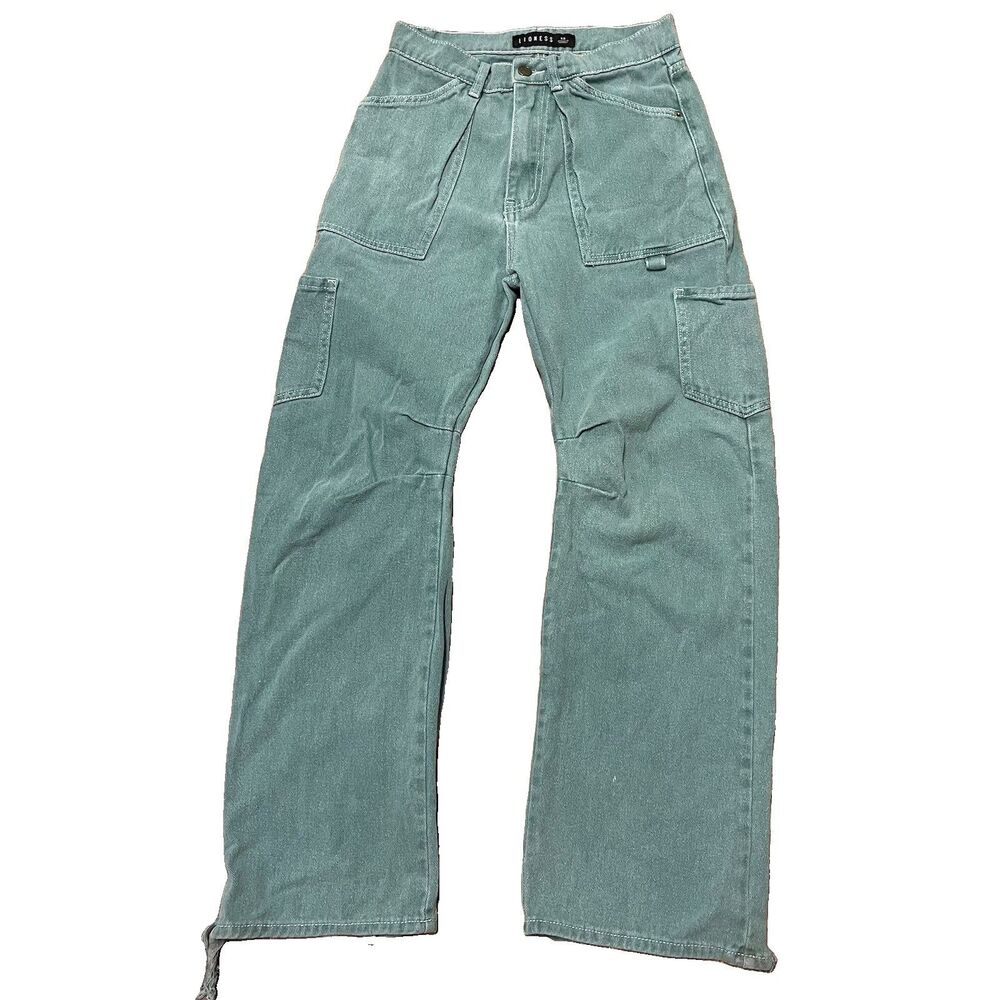 Lioness Miami Vice Size XS Barrel Baggy Wide Leg Cargo Pants Faded Green Worn-in
